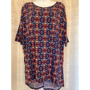 LuLaRoe Classic Top Navy Blue Floral Print Short Sleeve Size M